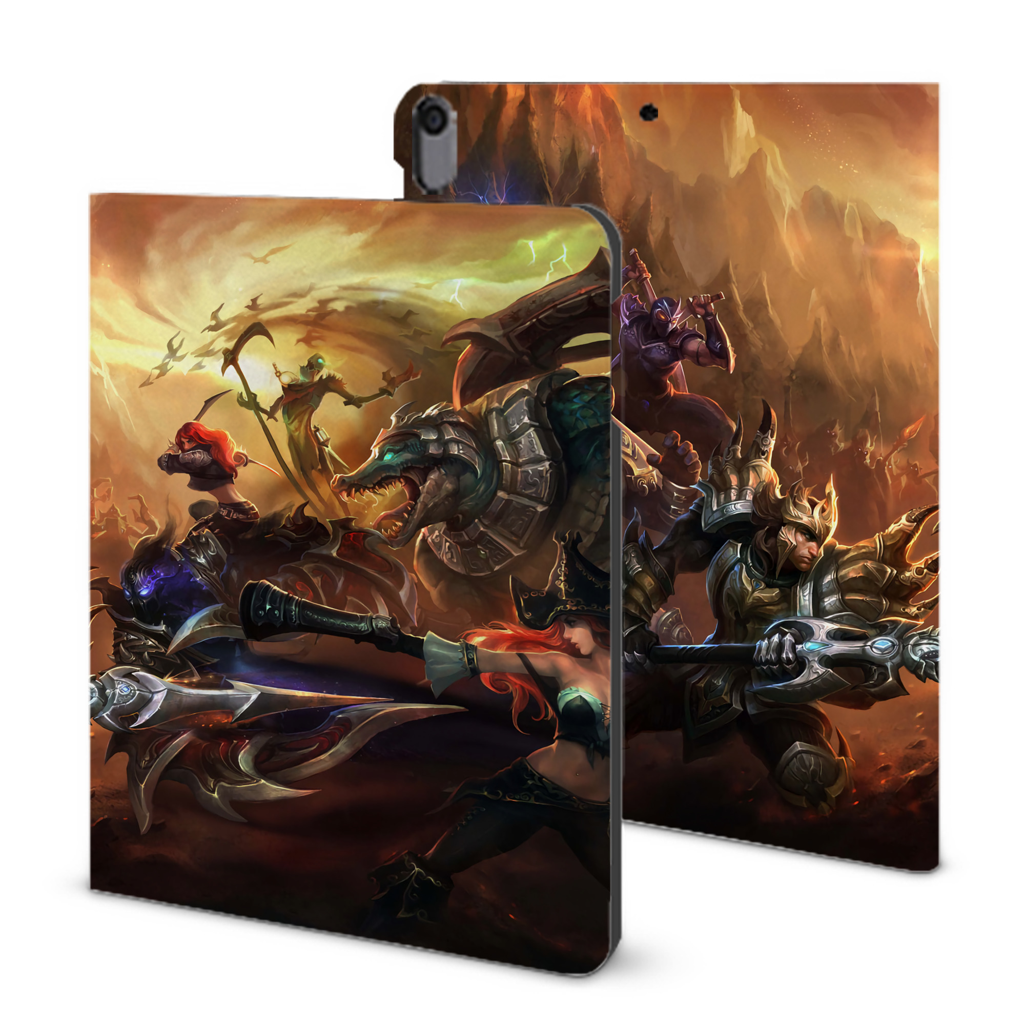 （画像用） リーグ・オブ・レジェンド League of Legends LOL IPad ケース ブック型 PUレザー TPU 耐衝撃 軽量 薄型 ペン収納なし 全面保護 IPad 各モデル対応